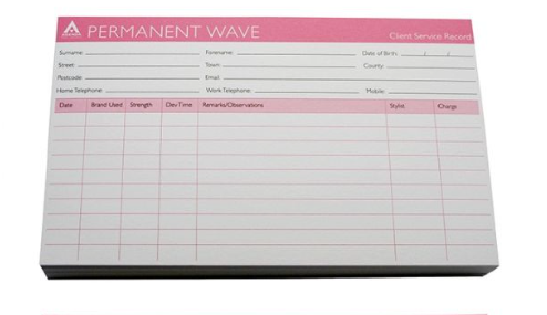 Agenda Tinting/permanent Wave Record Card